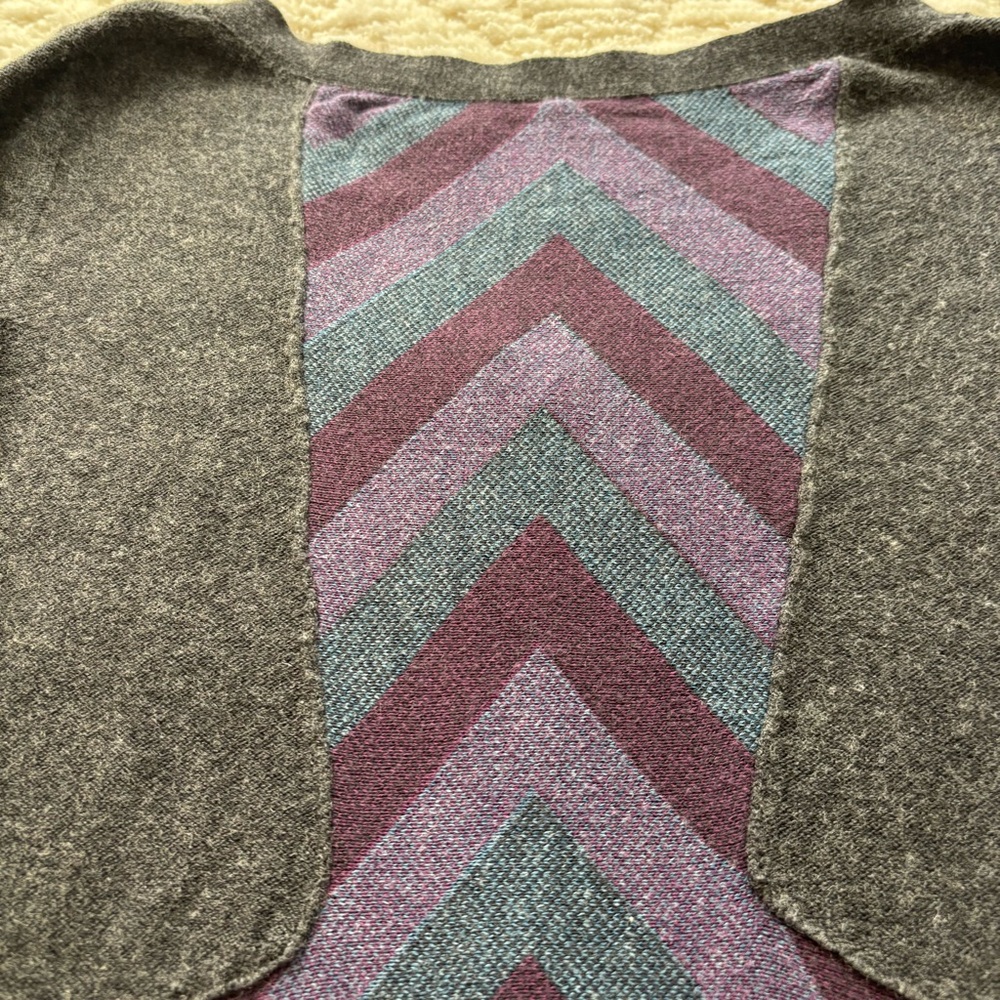 Free People Chevron Patterned Gray and Purple Sweater, Small. - Picture 4 of 9